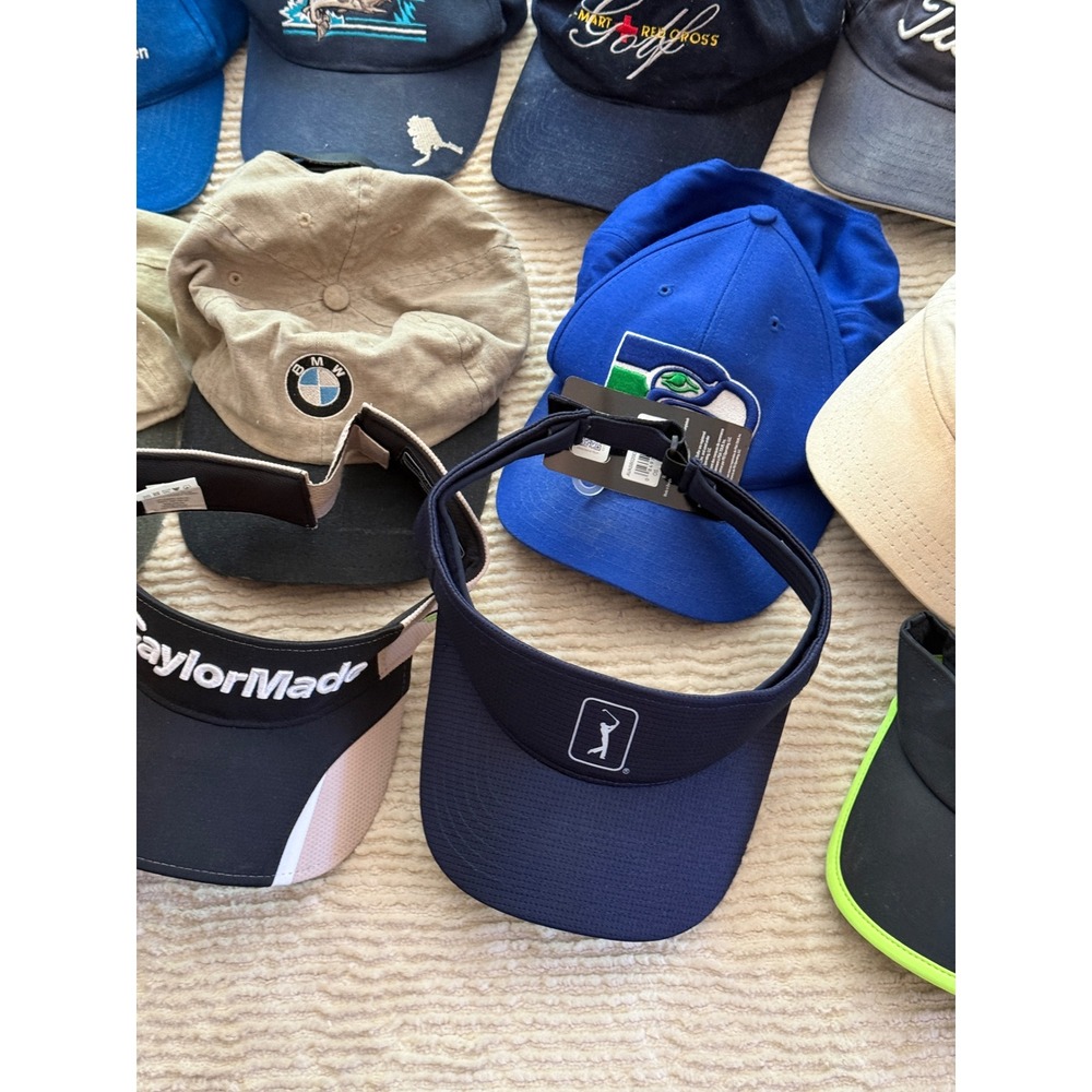 Mixed Hat Lot 20pc Nike Titleist BMW Under Armour TaylorMade Visors Beanie Caps - Picture 2 of 12